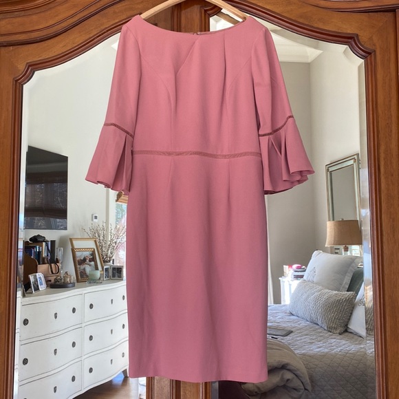 Adrianna Papell | Dresses | Adrianna Papell Womens Pleated Detail Textured Crepe  Sheath Dress | Poshmark